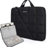 BAGSMART 15-15.6 Inch Laptop Case with Strap and Handle, Fluffy Padded Laptop Sleeve Bag for Women, Lightweight Protective Laptop Briefcase Compatible with Dell, HP, Lenovo, MacBook Air/Pro, Black