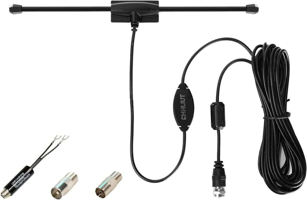 Universal FM Radio Dipole Antenna Screw F Male Plug for Home AV Audio Stereo Receiver Indoor 75 Ohm 16ft