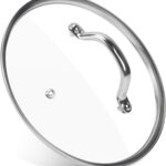 9.1 Inch Tempered Glass Lid Replacement for Instant Pot 6 Quart Pressure Cooker Inner Pot, 6 Qt Round Clear Tempered Pot Cover Accesories for Cooking, Stainless Steel Handle and Rim, 1Pack