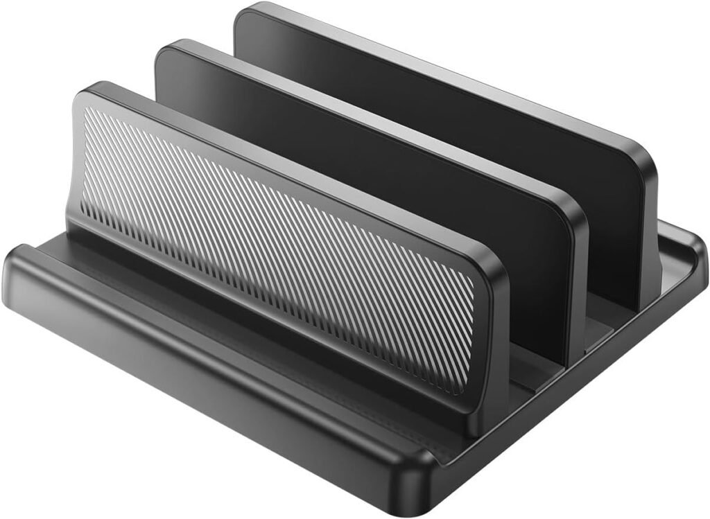 4 in 1 Vertical Laptop Stand Holder,Adjustable ABS Plastic Desktop Management Notebook Dock,Vertical Laptop Stand Space-Saving for All MacBook/Surface/Samsung/HP/Dell/Chrome Book(Black)