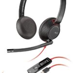 Poly Blackwire 5220 Wired Headset – Flexible Boom Mic – Noise Cancelling Headphones with Mic – USB-C, USB-A, 3.5mm – Ergonomic Over-Ear Design – Works with Microsoft Teams, Zoom – Work from Home
