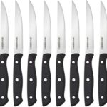 Farberware Full-Tang Triple-Riveted 8-Piece Steak Knife Set, High-Carbon Stainless Steel, Razor-Sharp Knives with Ergonomic Handle, Kitchen Knives, Set of 8, Black