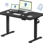 FLEXISPOT EN1 Whole Piece Standing Desk 48 x 30 Inches Height Adjustable Electric Sit Stand Home Office Desks (Black Frame + Black top,2 Packages)