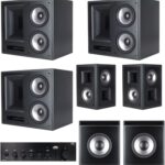 Klipsch THX-6000 7-pc Surround Sound Home Theater System Black – 2X Right Side 1x Left Side Loudspeaker, Set of Surround Sound Speakers, one 1000W Subwoofer Amplifier, Two 12″ Passive Subwoofers