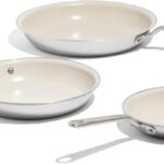 Made In Cookware – 3-Piece (Includes 8″,10″,12″) Ceramic Non Stick Frying Pan Set (Stainless Handle) – 5-Ply Stainless Clad with Stay-Cool Handle – Professional Cookware