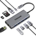 QGeeM USB C Hub Ethernet,9 in 1 USB Type C Hub HDMI Multi-Port Converter Adapter,100W Pd, USB 3.0,SD/TF Card Reader,Compatible for MacBook Pro Air Ipad HP Dell Lenovo Chromebook etc.