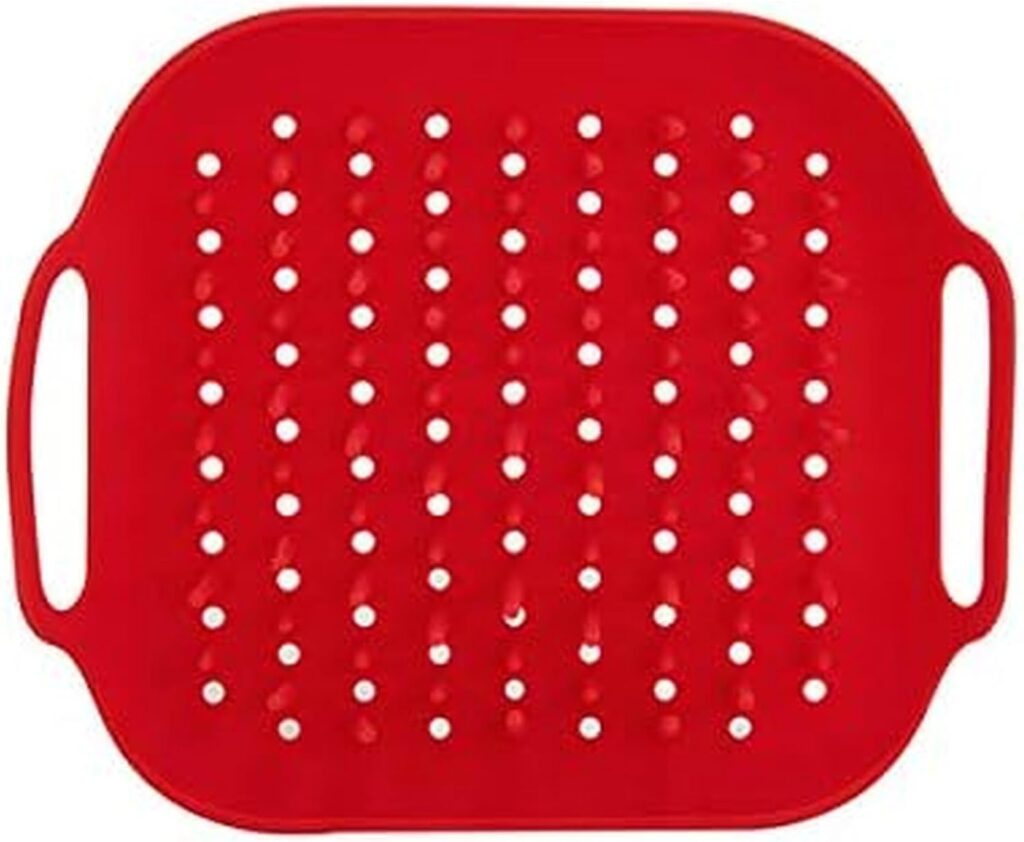 Instant Pot Accessory Official Air Fryer Silicone Tray, One Size, Red – Reusable, Non-Stick, Heat Resistant, Food-Grade Silicone, Dishwasher Safe, Ideal for Crispy Chips, Fries, Wings, Toast, and More