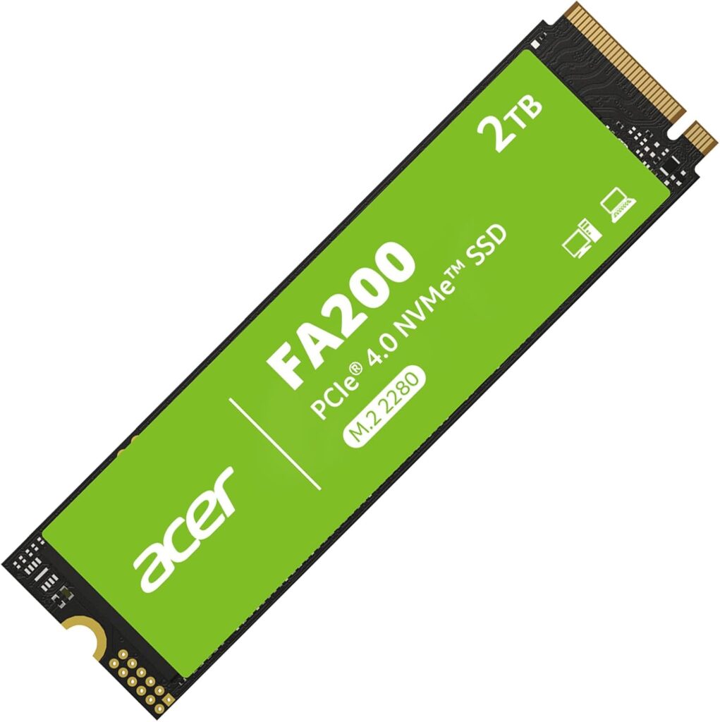 acer FA200 NVMe Gen4 SSD 2TB, PCIe 4.0, M.2 2280, Read Speeds Up to 7200MB/s, Internal Solid State Drive for Laptop, Desktop PC and PS5 Upgrade – BL.9BWWA.125
