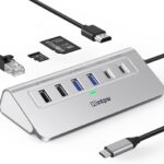 USB C Hub, 10-in-1 USB Docking Station, Aluminum USB to Ethernet Adapter with 4K HDMI, PD 100W, 1Gbps Ethernet, USB-C and 2 USB A 3.0 5Gbps, 2 USB 2.0, SD/TF Slot for MacBook Air/Pro, iPad