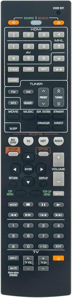RAV494 ZF30350 Replaced Remote Controller fit for Yamaha AV Receiver RX-V475 RX-V575 RX-V475BL HTR-4066 HTR-5066 YHT-599U RAV498 RAV491 ZF30320