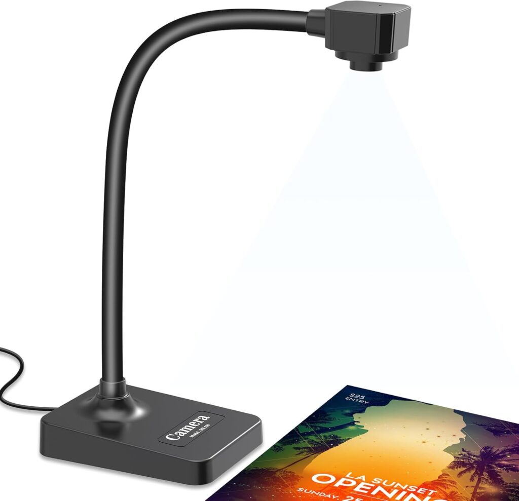 USB Document Camera for Teachers, Webcam for Distance Learning,Manual Focus Camera,with mic,Fold for Mac OS, Windows, Chromebook Compatible for Web Conferencing, Remote Teaching,Live Demo,visualizer