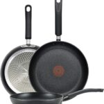 T-fal Experience Non Stick Fry Pan Set 3 Piece, 8, 10.25, 12 Inch Induction Oven Broiler Safe 400F, Cookware, Kitchen Cooking Set, Pots and Pans, Skillets, Frying Pans, Dining, Dishwasher Safe, Black