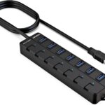 USB hub,7 Port USB 3.0 Hub,VEMONT USB Splitter with Individual On/Off Switches and Lights, 4ft/1.2m USB HUB Long Cable, USB Extension for Laptop and PC Computer