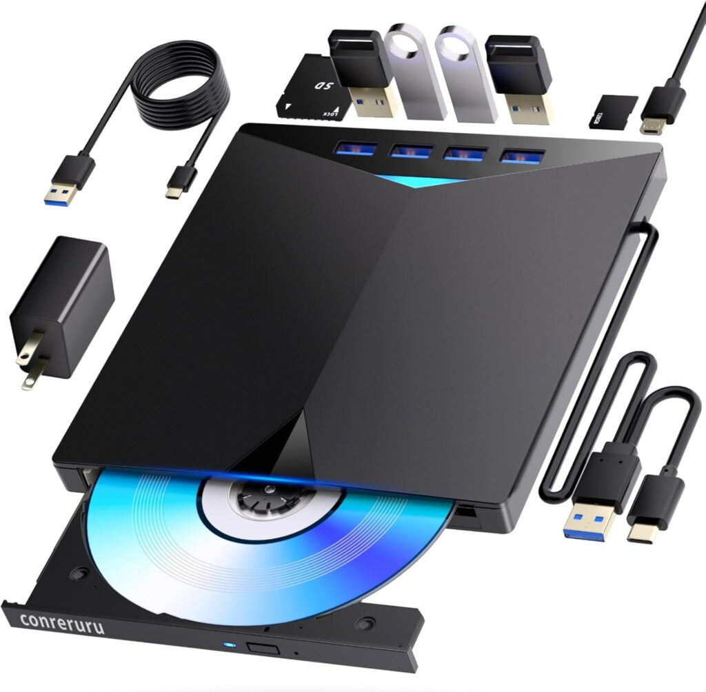 Support for Blu-ray Drive, Support for Blu-ray DVD/CD Player/Read/Write, USB 3.0 &/Type-C, Support for Blu-ray Player, Windows 7-11 & Mac, PC-Compatible, M-DISC(Black)