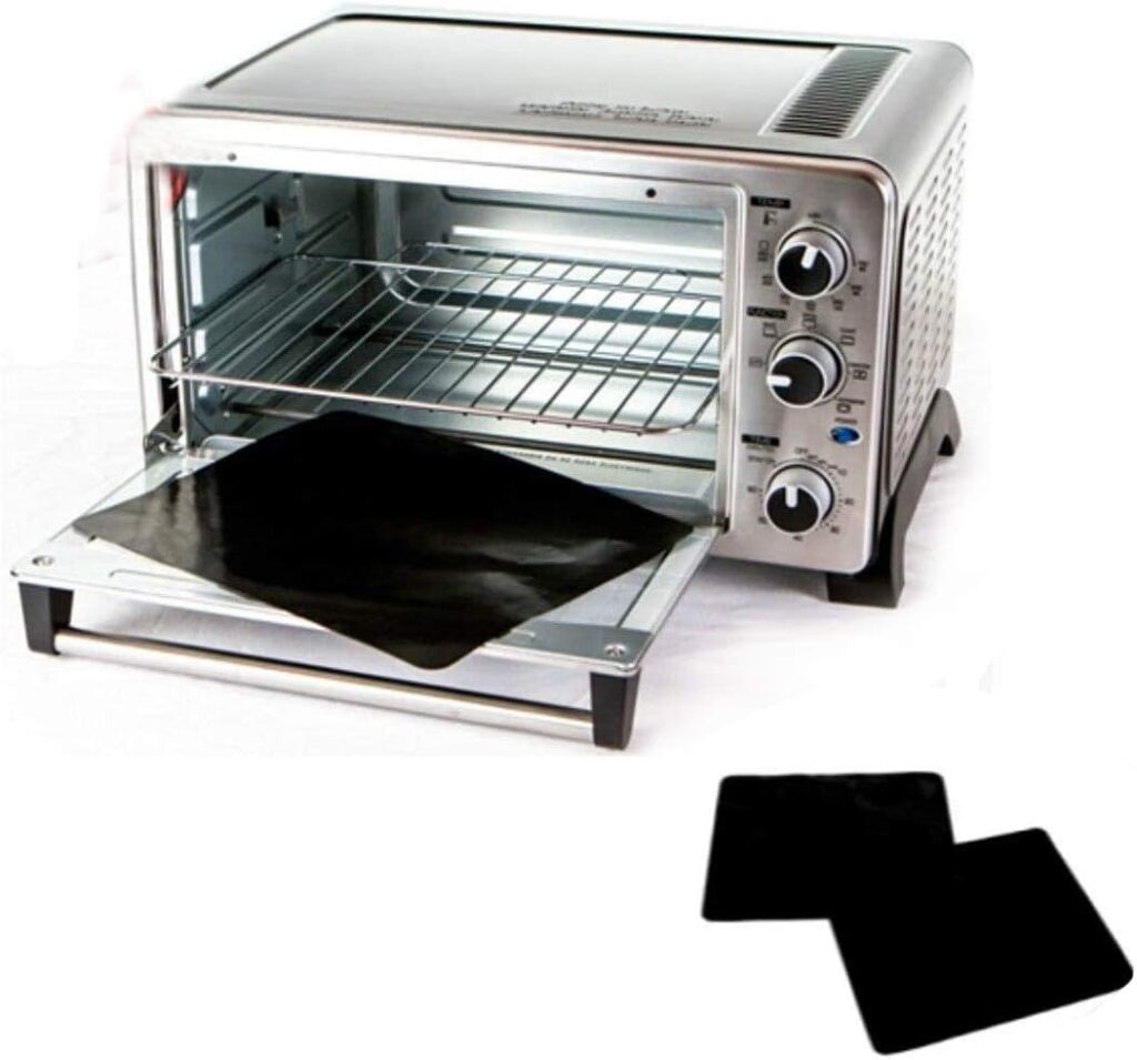TWO-PACK 100% Non-Stick 11″ Toaster Oven Liner. Finally, Prevent Spillovers, Gunk & Odors! Great Teflon Liner for Toaster Ovens, Dishwasher Safe, Best Toaster Oven Accessories