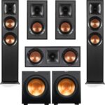 Klipsch Reference Series 5.2 Home Theater Pack with R-625FA Floorstanding Speakers, R-52C Center Channel Speaker, R-41M Bookshelf Speakers and R-12SW Subwoofers, Black
