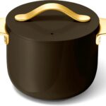 Caraway Petite Cooker – 2 Qt Ceramic Coated Pot – Free From Forever Chemicals – Perfect for Rice, Grains, or Sauces – Black