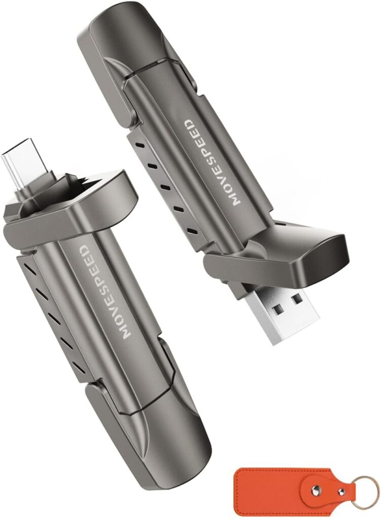 MOVE SPEED 2TB Flash Drive, External SSD with 1000MB/s Read Write Speed, USB 3.2 Gen2+Type C Dual Port Portable SSD, Thumb Drive for iPhone 15, 16, 17 Series/MacBook/Android Phone/Audio etc