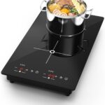 VBGK Double Induction Cooktop, 2300W 110V Portable Induction Cooktop with LED Touch Screen 9 Levels Settings,Electric cooktop with Child Safety Lock & Timer 2 burner