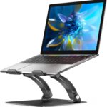 Nulaxy Fully Adjustable Laptop Stand for Desk, Dual Foldable Aluminum Computer Riser with Heat-Vent, Ergonomic Notebook Holder Portable Office Accessories Compatible with All 10-17″ Laptops, Black