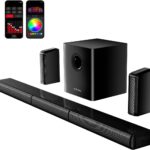 ULTIMEA 7.1ch Virtual Surround Sound Bar, Sound Bar for Smart TV with 2 Surround Speakers, Surround Sound System for TV with RGB, 6.5″ Subwoofer, Peak Power 410W, App, HDMI/OPT/AUX/BT Apollo S70 Ultra