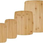 FARBERWARE 4-Piece Reversible Bamboo Cutting Board and Charcuterie Set, Assorted Sizes, Durable Wood Serving Boards for Cheese, Meats, and Prep