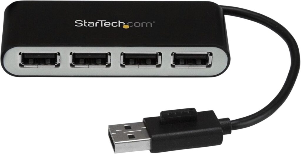 StarTech.com 4 Port USB 2.0 Hub – USB Bus Powered – Portable Multi Port USB 2.0 Splitter and Expander Hub – Small Travel USB Hub (ST4200MINI2)