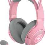 Razer Kraken Kitty V2 USB Wired RGB Headset: Chroma Kitty Ears – Stream Reactive Lighting – HyperClear Cardioid Mic – Triforce 40 mm Drivers – 7.1 Surround Sound – Quartz Pink (Renewed)