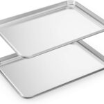 Baking Sheets Set of 2, HKJ Chef Cookie Sheets 2 Pieces Stainless Steel Baking Pans & Toaster Oven Tray Pans, Rectangle Size 23.54L x 15.67W x 1.18H inch & Non Toxic & Healthy & Easy Clean