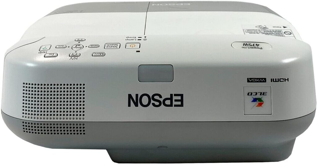 Epson PowerLite 475W 3LCD Projector Ultra Short Throw, Bundle HDMI Cable, Power Cable, Remote Control (Renewed)