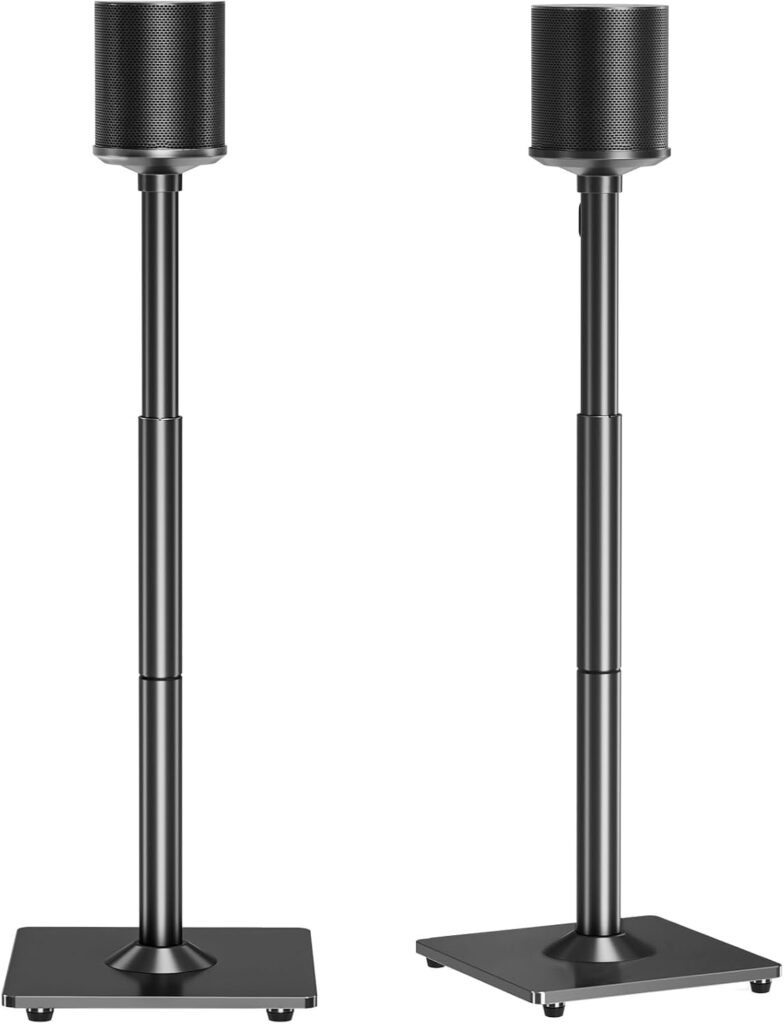 MOUNTUP Speaker Stands for Sonos Era 100, Sonos One, One SL, Play:1, Height Adjustable 35″-43″ Floor Standing Speaker Stands Pair with Cable Management, Ear Level Surround Sound, 11lbs Loading, MU9146