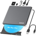 External Blu Ray CD DVD Drive, USB 3.0 Type C Blu ray Burner BD Player Read/Write Portable Bluray Drive Slim Optical Blue Ray CD DVD Reader for Laptop PC Windows 11 MacBook Pro Air Desktop Linux OS