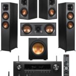 Klipsch Reference 5.2 Home Theater System, Bundle w/ 2X R-26FA Floorstanding Speaker, R-25C Center Speaker, R-41M Bookshelf, R-12SW Subwoofer & Denon AVR-S970H 7.2-Channel Receiver