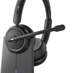 Wireless Headset with Mic for Work, Bluetooth Headset with Microphone (Noise Cancelling & Mute Button), Wireless Headphones with Mic for Work from Home/Office/PC/Call Center/Computer/Laptop/Teams/Zoom