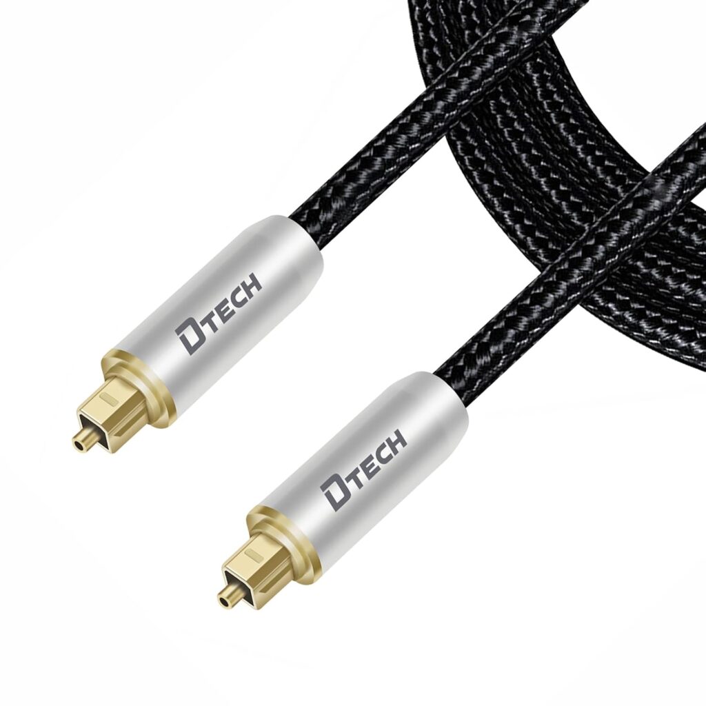 DTech 3ft Digital Optical Audio Cable Toslink for TV Soundbar Receiver Home Theater SPDIF 5.1 7.1 Surround Sound System Stereo Speaker DVD CD Xbox/PS4, Copper Shell, Braided Jacket, 3 Feet, Black