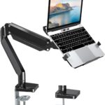 MOUNT PRO Laptop Arm Mount for Desk, 2 in 1 Function Monitor Laptop Stand, Fits Max 17″ Notebook and 32″ Computer Screen, Aluminum Single Monitor Holder with Adjustable Tray, Holds up to 19.8lbs