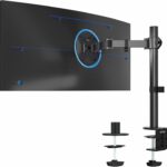 VIVO Single 13 to 38 inch Ultrawide Monitor Arm Desk Mount, Regular Screens up to 32 inches, 22 lbs capacity, Fully Adjustable Stand with C-Clamp and Grommet Base, Black, STAND-V001