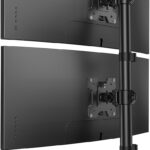 HUANUO Vertical Dual Monitor Mount, Stacked Monitor Stand for 2 Monitors with Height Adjustment Computer Monitor Arm Supports Two 17 to 32 Inch with C Clamp Each Desk Mount Hold up to 17.6lbs