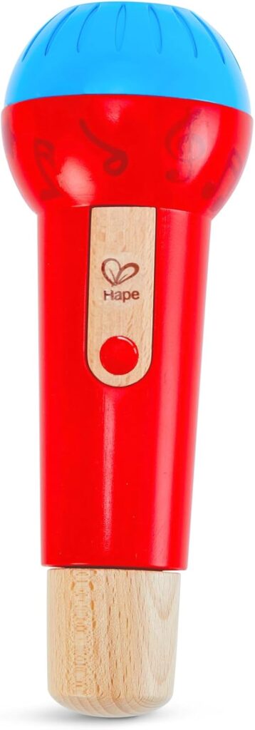 Hape Mighty Echo Microphone | Battery-Free Voice Amplifying Microphone Toy for Kids 1 Year & Up, Red, Model Number: E0337