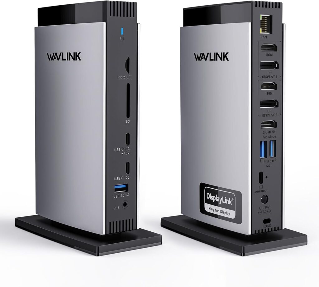 WAVLINK DisplayLink Docking Station 3 Monitors with 130WPD Power Adapter, USB C Laptop Dock for M1/M2/M3/M4/Mac and Windows, Thunderbolt 4/3