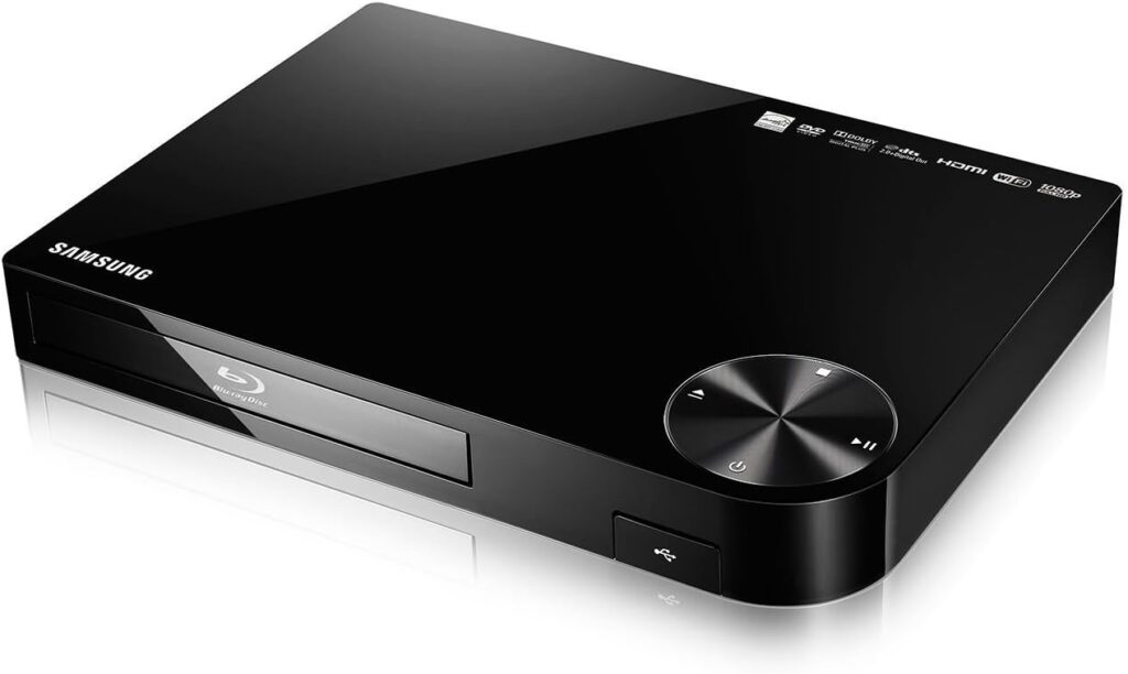 Samsung BD-F5700 Blu-ray DVD Disc Player with Built-in Wi-Fi Internet Connection, 1080p and Full HD Upconversion, Plays Blu-ray Discs, DVDs and CDs, Plus High Speed HDMI Cable (Renewed)