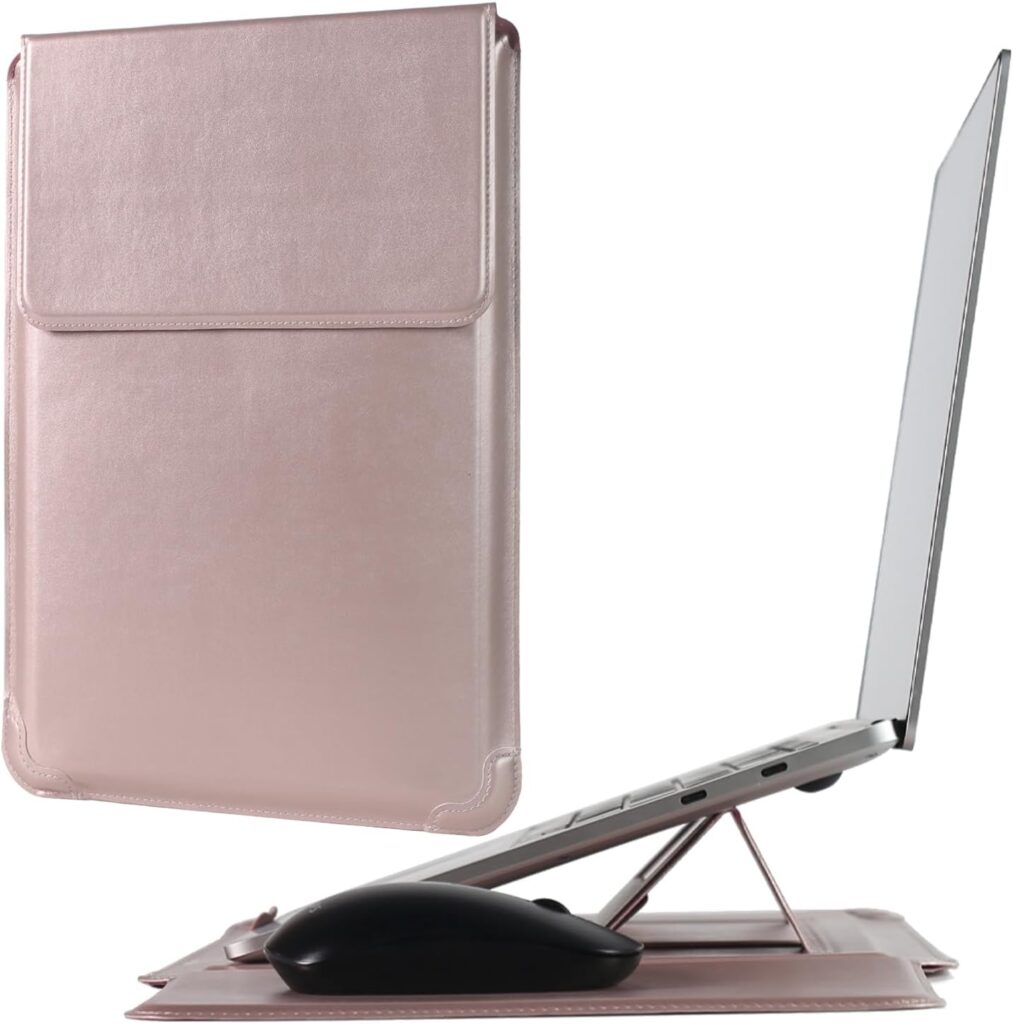 Laptop Sleeve Case with Stand and Mouse Pad 15-16 Inch Laptop Case Chromebook Sleeve Leather Protective Cover for MacBook Pro/Air Dell HP Lenovo ThinkPad Samsung Asus Acer LG Laptops