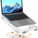suptek Laptop Stand for Desk, Adjustable Computer Notebook Stand with 360° Rotating Base, Ergonomic Laptop Riser for Collaborative Work, Foldable & Portable Laptop Stand,fits for 11-17″ Laptops,White