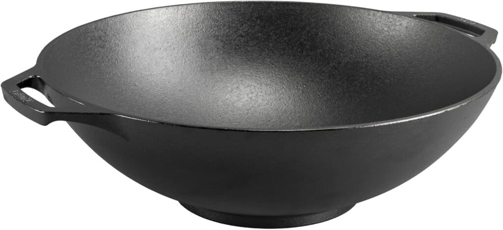 Lodge Pre-Seasoned Cast Iron WOK – Dual Assist Handle – Use in the Oven, on the Stove, or on the Grill – 14 Inch