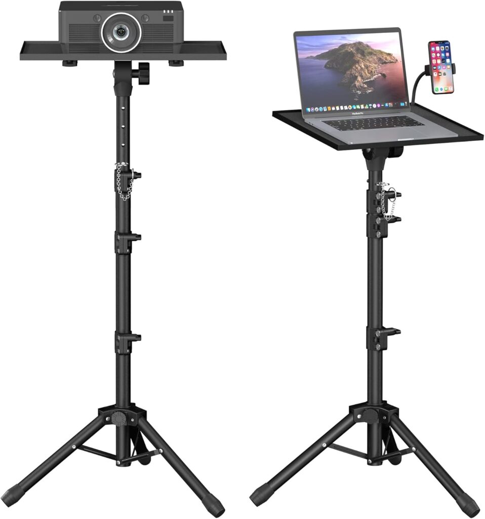 Projector Stand – Adjustable Height 22 to 63 Inches, Tripod for Laptop & Projector, Outdoor Movies