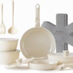 Redchef Ceramic Pots and Pans Set, Nonstick Kitchen Cookware Set with Detachable Handle, Non Toxic Cookware Set 16pcs, PFAS PFOA & PTFE Free, RV Ceramic Cookware for Camping, Dishwasher/Oven Safe