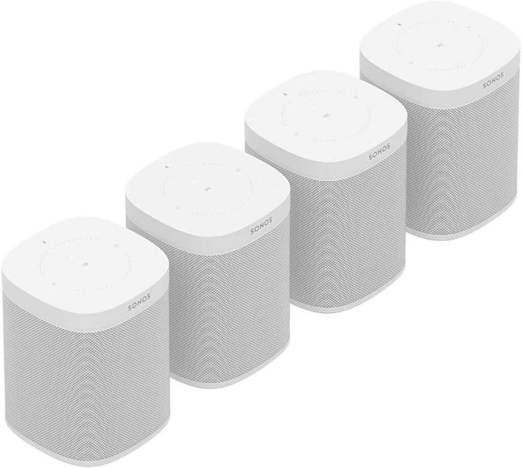Sonos One (Gen 2) Four Room Set Voice Controlled Smart Speaker with Amazon Alexa Built in (4-Pack White) (Renewed)