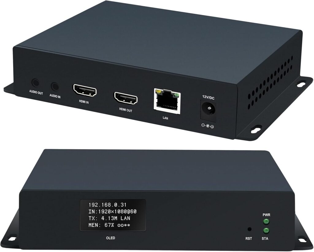 H265&H264/MJPEG HDMI Video Encoder HD 1080P@60HZ (4K Optional) OLED Video Audio Encoders with Loopout Max 4 Channels Streams Output HTTP/SRT/RTMP/RTMPS/RTSP Streaming YouTube Facebook Live