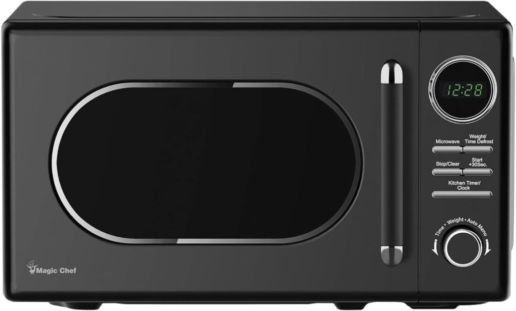 Magic Chef Microwave – 0.7 Cu Ft Retro Style Countertop Microwave Oven, Compact Kitchen Counter or Dorm Appliance, 700 Watts, Black