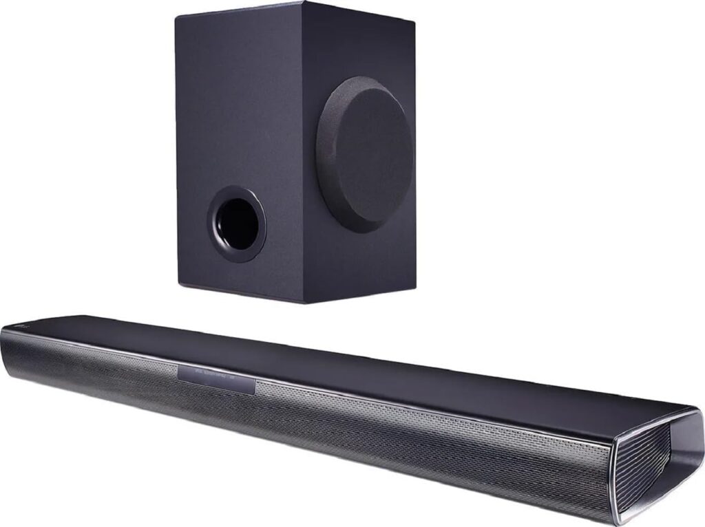 LG SQC1 Bluetooth 2.1 Ch 160W Soundbar with Wireless Subwoofer, Remote and Optical Connection – Black (Renewed)
